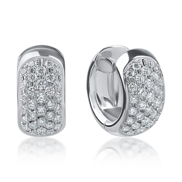 Cercei creole din aur alb cu diamante de 0.8ct