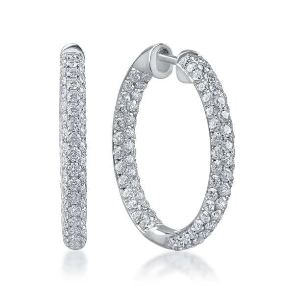 Cercei creole din aur alb cu diamante de 3.27ct