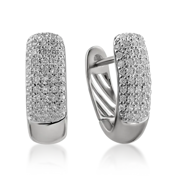 Cercei creole din aur alb cu diamante microsetting de 0.2ct