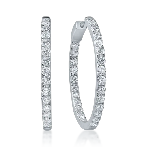 Cercei creole din aur alb cu diamante princess de 0.69ct