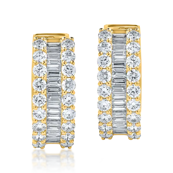 Cercei creole din aur galben cu diamante microsetting de 3ct