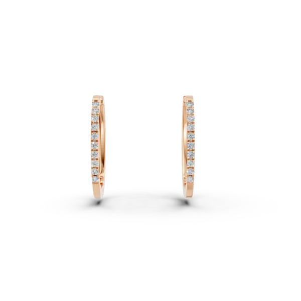 Cercei creole din aur roz cu diamante de 0.2ct