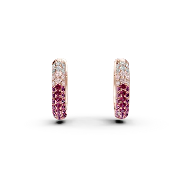 Cercei creole din aur roz cu pietre pretioase de 0.76ct