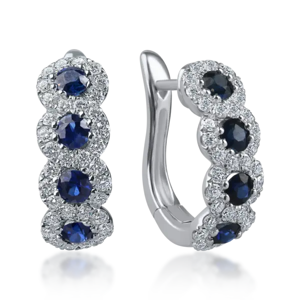 Cercei cu tortite din aur alb cu safire si diamante de 1.9ct