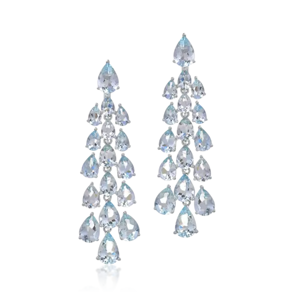 Cercei din aur alb cu acvamarine de 22.32ct