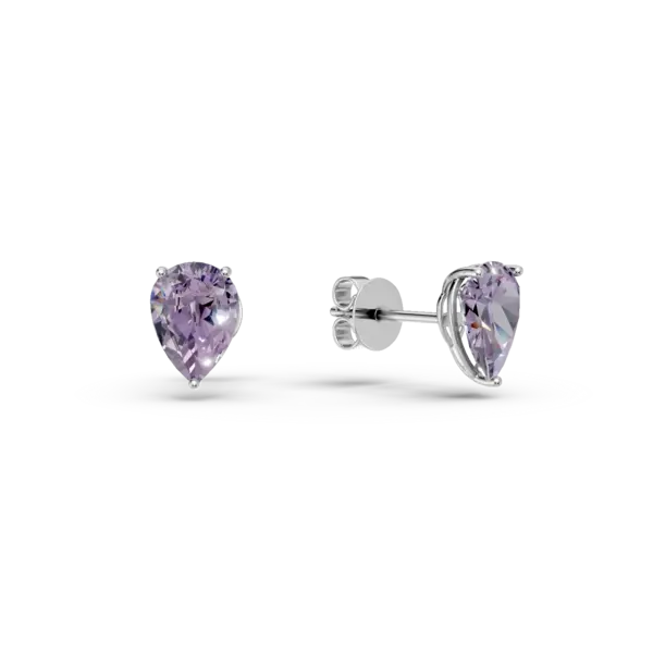 Cercei din aur alb cu ametiste pear de 1.3ct