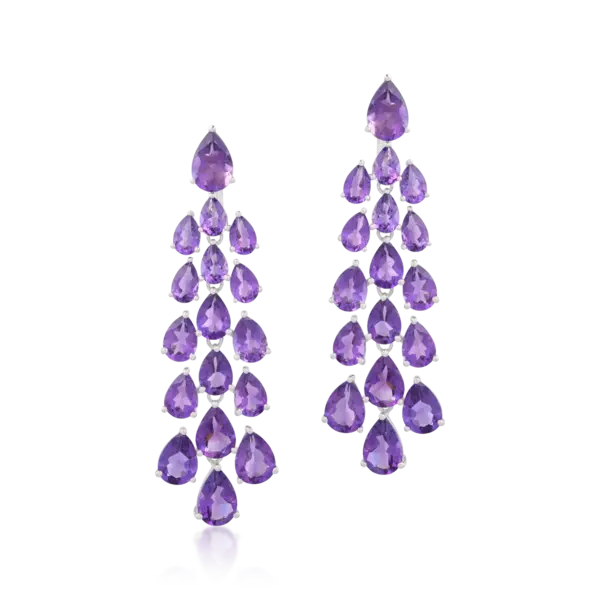 Cercei din aur alb cu ametiste pear de 24.04ct