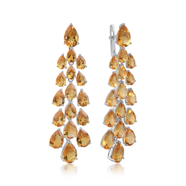 Cercei din aur alb cu citrine pear de 24.04ct
