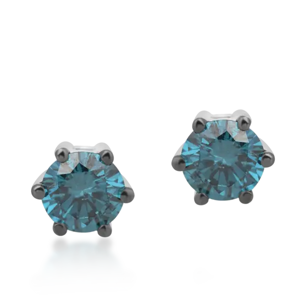 Cercei din aur alb cu diamante albastre de 0.6ct