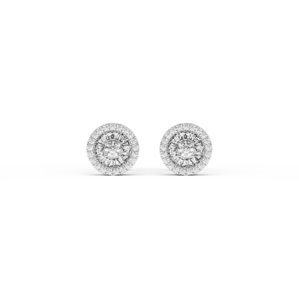 Cercei din aur alb cu diamante baguette si rotunde de 0.37ct