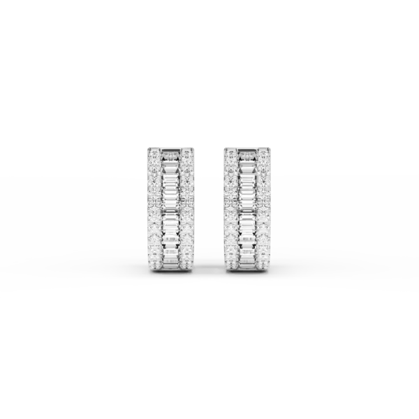Cercei din aur alb cu diamante baguette si rotunde de 0.61ct