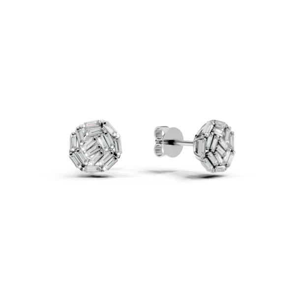 Cercei din aur alb cu diamante baguette tapered de 0.51ct