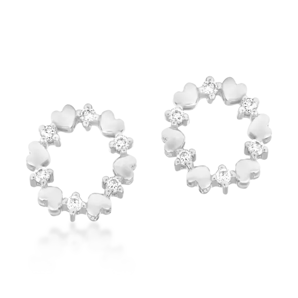 Cercei din aur alb cu diamante de 0.01ct