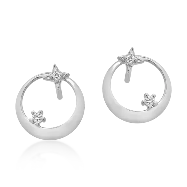 Cercei din aur alb cu diamante de 0.034ct