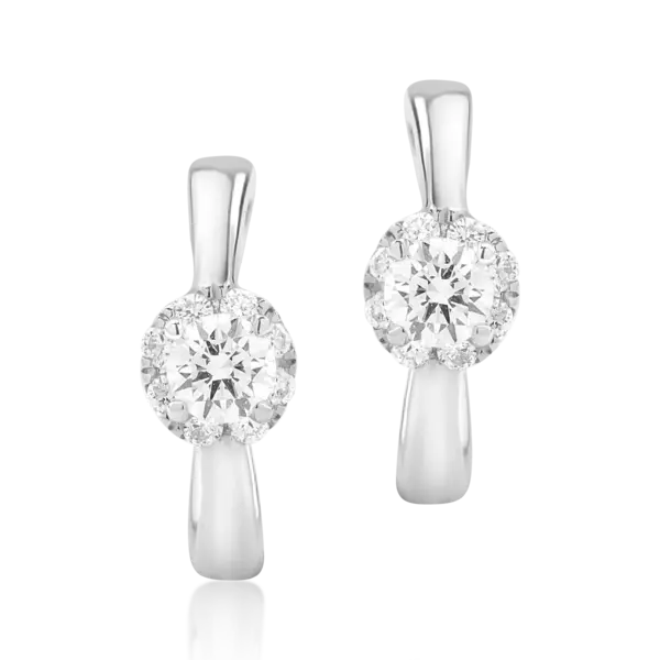 Cercei din aur alb cu diamante de 0.22ct