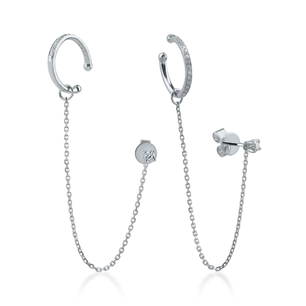 Cercei din aur alb cu diamante de 0.22ct
