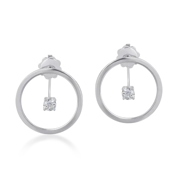 Cercei din aur alb cu diamante de 0.4ct