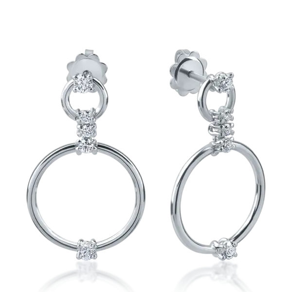 Cercei din aur alb cu diamante de 0.76ct