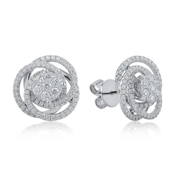 Cercei din aur alb cu diamante de 0.96ct