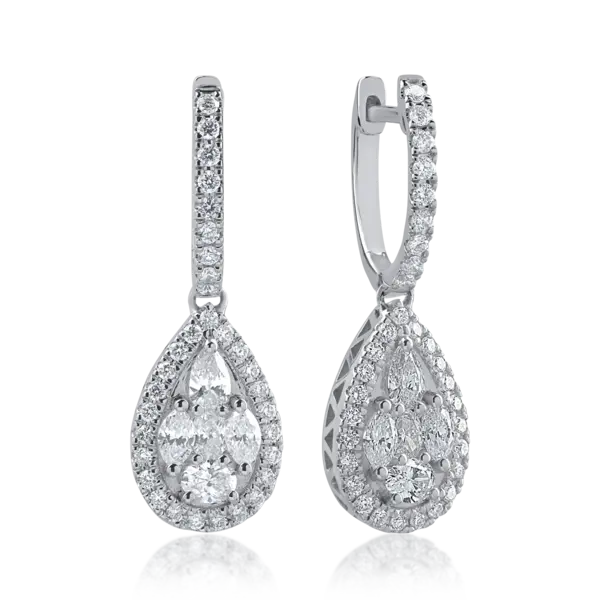 Cercei din aur alb cu diamante de 1.14ct