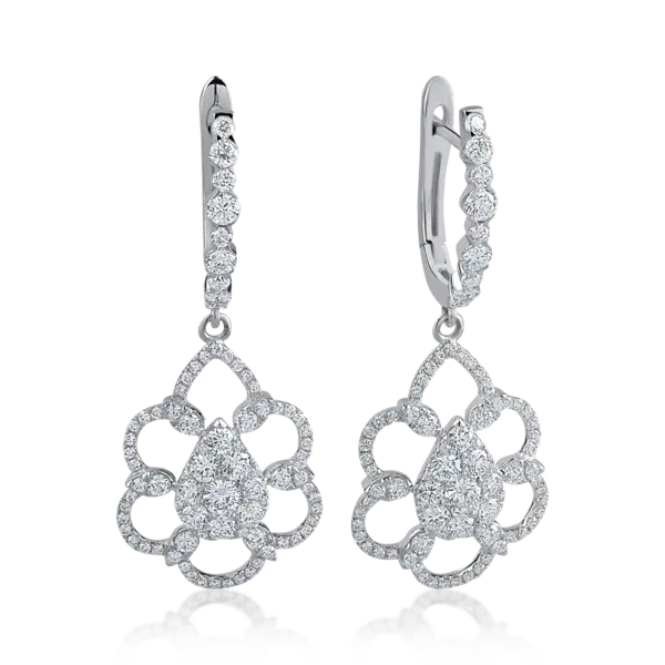 Cercei din aur alb cu diamante de 1.4ct