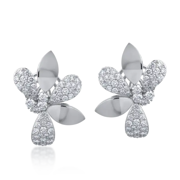 Cercei din aur alb cu diamante de 1.96ct
