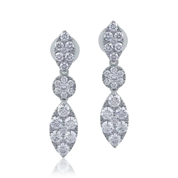 Cercei din aur alb cu diamante de 1.97ct