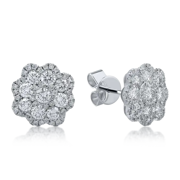 Cercei din aur alb cu diamante de 2ct