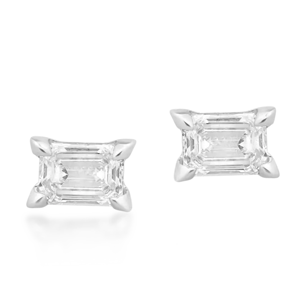 Cercei din aur alb cu diamante emerald de 0.6ct