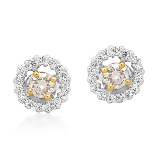 Cercei din aur alb cu diamante galbene de 0.41ct si diamante transparente de 0.33ct