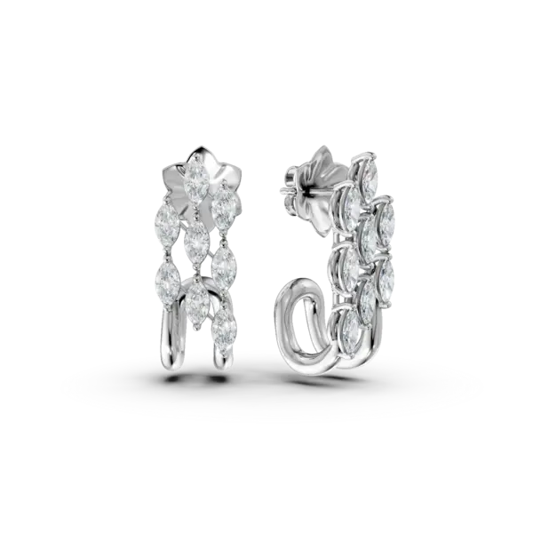 Cercei din aur alb cu diamante marquise de 0.1ct