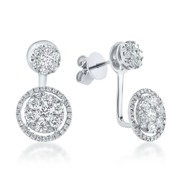 Cercei din aur alb cu diamante microsetting de 1.2ct