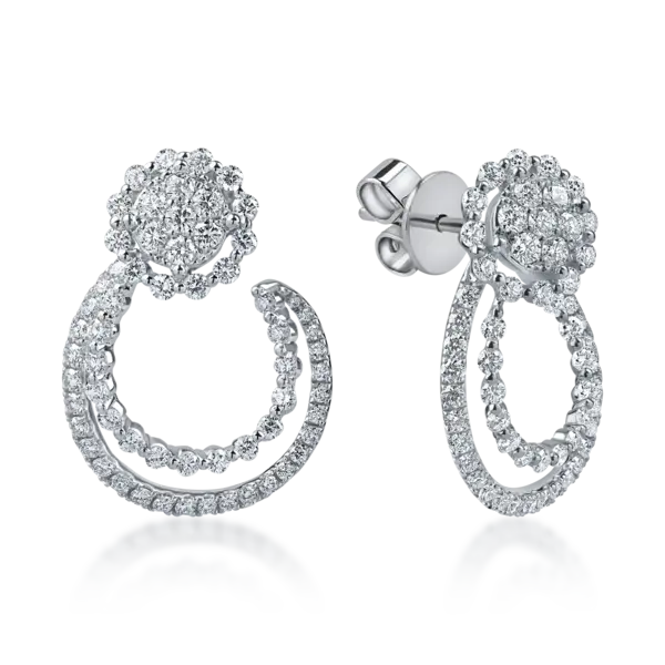 Cercei din aur alb cu diamante microsetting de 1.6ct