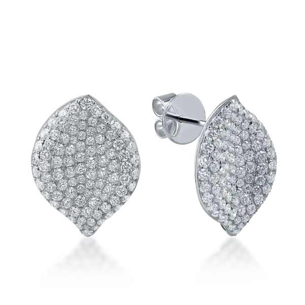 Cercei din aur alb cu diamante microsetting de 1.92ct