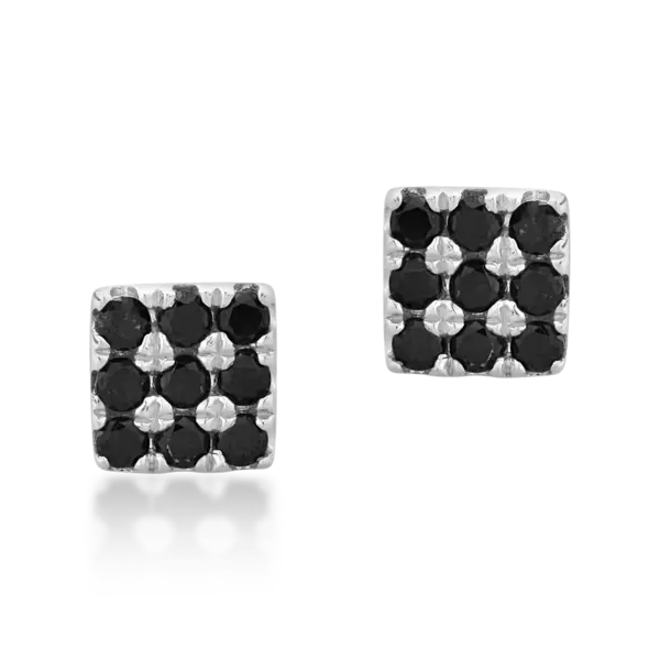 Cercei din aur alb cu diamante negre de 0.15ct
