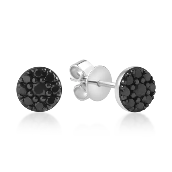 Cercei din aur alb cu diamante negre de 0.2ct