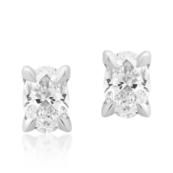 Cercei din aur alb cu diamante ovale de 0.6ct