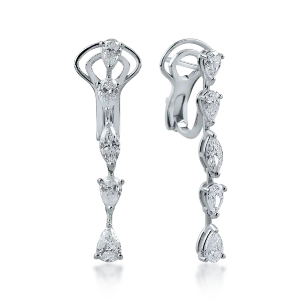 Cercei din aur alb cu diamante pear de 2.22ct