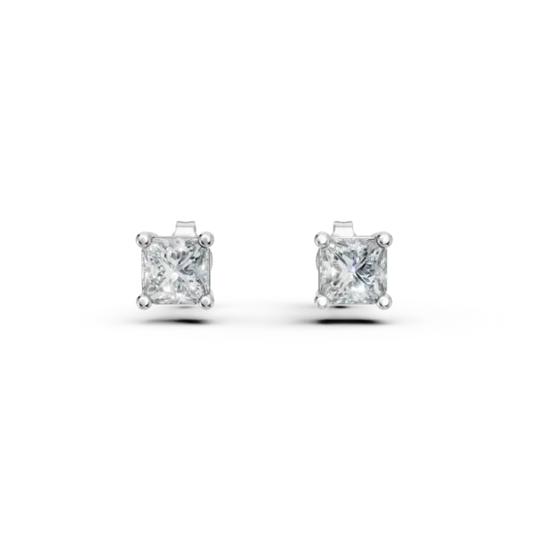 Cercei din aur alb cu diamante princess de 0.19ct