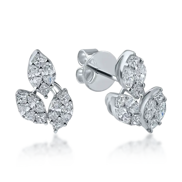Cercei din aur alb cu diamante princess si marquise de 0.84ct