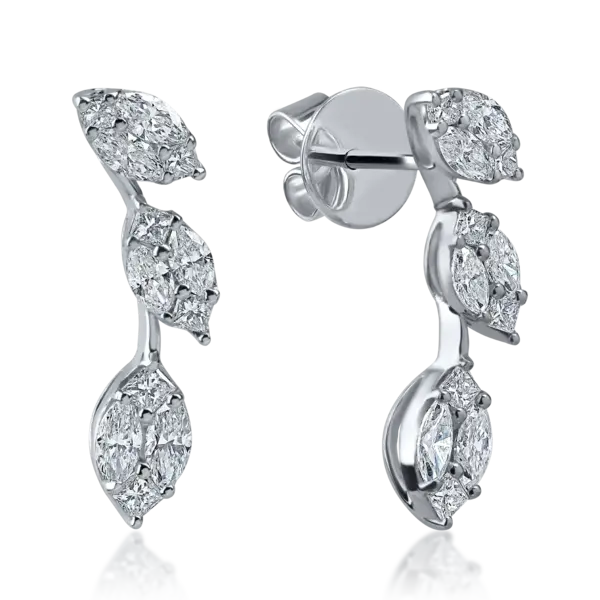 Cercei din aur alb cu diamante princess si marquise de 0.97ct