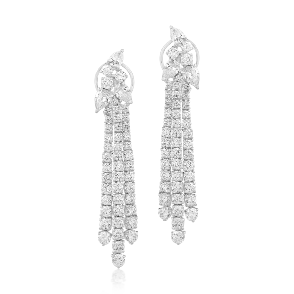 Cercei din aur alb cu diamante round de 5.2ct si diamante pear de 1.7ct