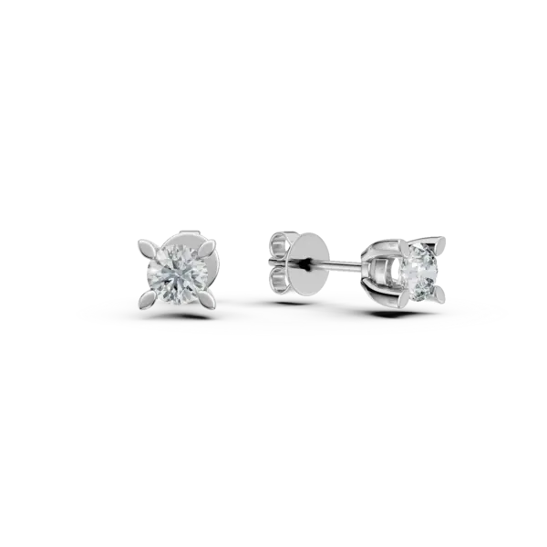 Cercei din aur alb cu diamante solitaire de 0.5ct