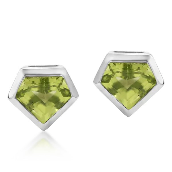Cercei din aur alb cu peridote de 1.2ct
