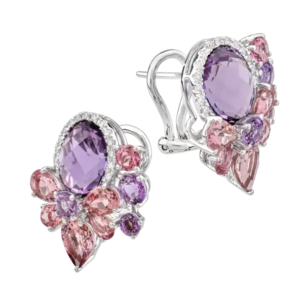 Cercei din aur alb cu pietre pretioase si semipretioase de 11.2ct