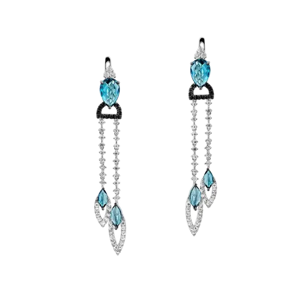 Cercei din aur alb cu pietre pretioase si semipretioase de 6.2ct