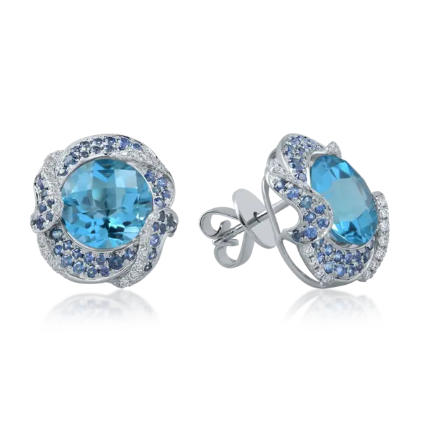 Cercei din aur alb cu pietre pretioase si semipretioase de 8.2ct