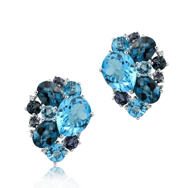 Cercei din aur alb cu pietre pretioase si semipretioase de 9.8ct