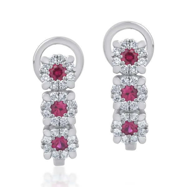 Cercei din aur alb cu rubine de 0.36ct si diamante de 0.32ct