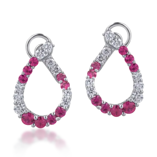 Cercei din aur alb cu rubine de 1.55ct si diamante de 1.09ct